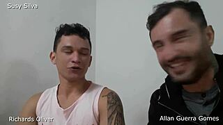 Rich ass bounces hard in intense conversation with Richards Oliver and Allan Guerra Gomes.