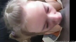 Young blonde teen having fun with a black guy