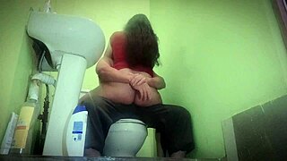 Quick bathroom bang with my wife’s friend while she’s outside cooking dinner!