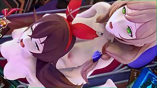 Lisa, bend over for Amber in wild Genshin Impact futa action!