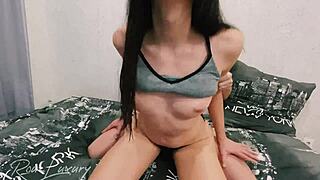 slender ukrainian chick with small tits gets doggy fucked