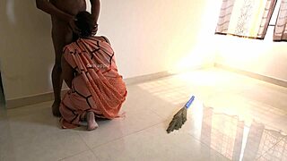 Tamil maid prabha jerks owner's dick between work tasks