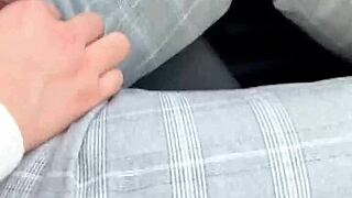 risky public blowjob while driving