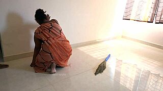 Tamil maid prabha jerks owner's dick between work tasks