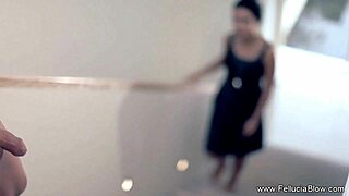 i had a blowjob session on the stairs with redhead amateur, she swallowed and got facial