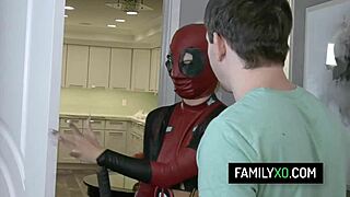 sexy blonde step sister bella rose in deadpool costume fucks her nerd step brother with hardcore passion