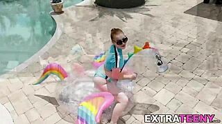 Petite teen redhead gets facialized in intense outdoor suck and fuck POV scene