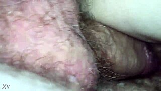 Amateur wife with hairy pussy gets intense fucking at home