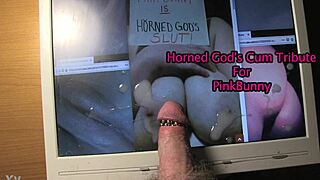 What cum tribute do the horned gods give to Pinkbunny?