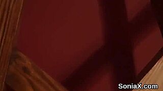 Unfaithful British MILF Lady Sonia shows off her huge melons