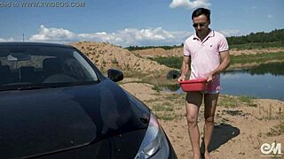 car wash turned into wild gay jerk with massive cum!