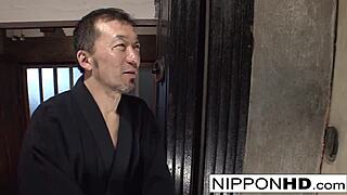 Cute Asian babe caught masturbating in hot group scene