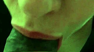 close up lipstick bj with cum and handjob