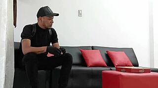 Delivery guy gets paid with delicious fuck from brunette babe