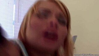 blonde couple's intense workout ends with anal cum