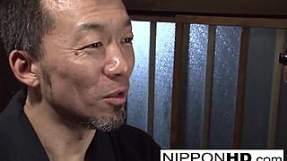 Cute Asian babe caught masturbating in hot group scene