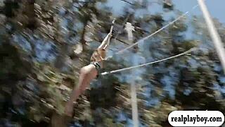 lovely badass babes enjoyed swinging naked outdoors