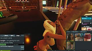 Mercedes fucks the mech with her big tits?