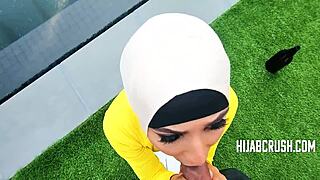 Stepsis in Hijab Sucks Cock for First Raw Experience