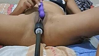 Latina milf uses dildo at full power