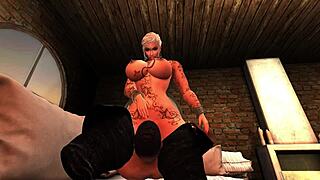 random acts of sex with blonde big tits in interracial creampie scene