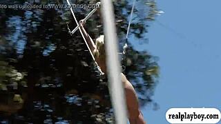 lovely badass babes enjoyed swinging naked outdoors