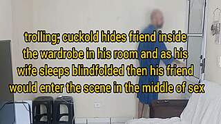 Trolando Esposa Com Olhos Vendados Corno Chamou Amigo Que Se Escondeu Dentro Do Guarda Roupa