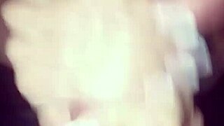 Groping big tits with handjob until cumshot on my wife