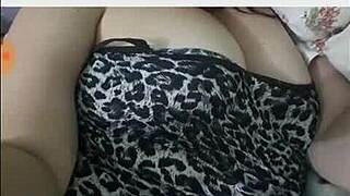 Brazilian married woman masturbates her big tits at wedding