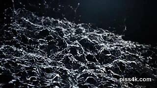 Lesbian nymphos soak slits with piss and squirt in garage play