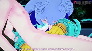 Nejire Hado gives a blowjob in POV from Boku no Hero