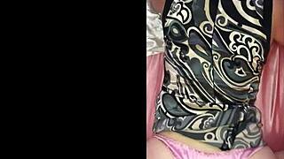 French amateur slut in black white pink satin panties