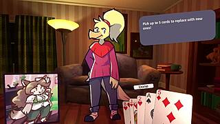 Furry chicks strip in poker game! 🃏