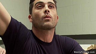 Police academy shemale student drills hard in intense anal session.