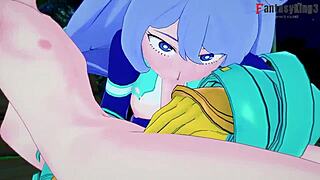 Nejire Hado gives a blowjob in POV from Boku no Hero