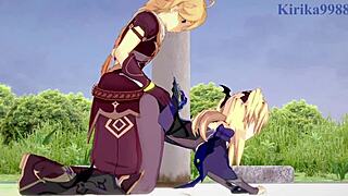 Amber And Fischl Fuck Amy And Aether In Genshin Hentai