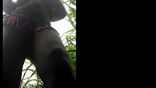 Msanzi fine pussy girl in the forest with lingerie