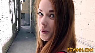 redheaded teen squirts in pov while riding