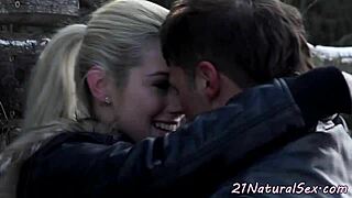 Classy European girlfriend rides lover’s cock with style