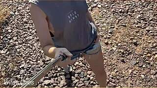 my wife dared to wear a ripped shirt in public, flashing her big tits outdoors 😜