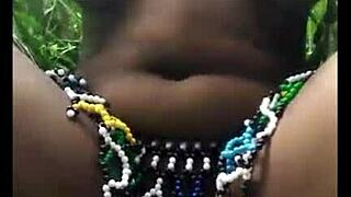 Msanzi fine pussy girl in the forest with lingerie