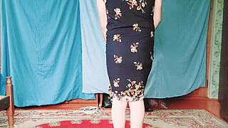 hot big booty blonde in milf dress as youtuber crossdresserkitty