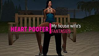 A cartoon encounter at the seaside cabins beach.