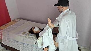 teen squirts during medical exam and gets cum from doctor in hospital
