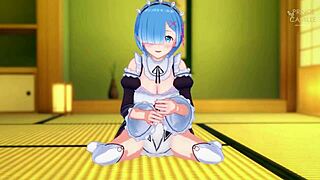 rem gives guided handjob in romantic atmosphere re zero