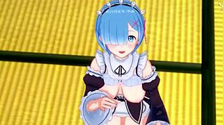 rem gives guided handjob in romantic atmosphere re zero