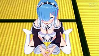rem gives guided handjob in romantic atmosphere re zero