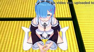 rem gives guided handjob in romantic atmosphere re zero