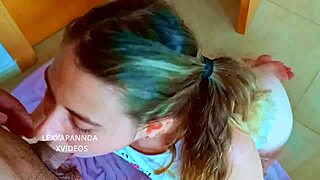 green-eyed stepsister gives me an incredible blowjob