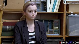 the petite blonde teen steals at work to avoid prison by giving blowjob